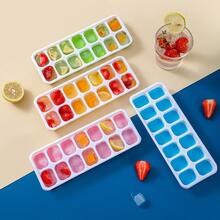 1入組矽膠製冰格帶14格,軟底和蓋,家庭冰製作模具 - 藍色 - 查看 2