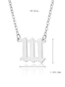 1pc Stainless Steel Digital Necklace, Couple Necklace, Birthday Gift - Silver - View 5