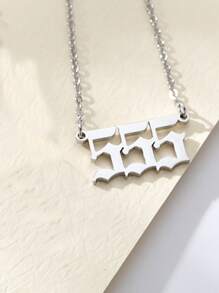 1pc Stainless Steel Digital Necklace, Couple Necklace, Birthday Gift - Silver - View 2