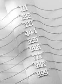 1pc Stainless Steel Digital Necklace, Couple Necklace, Birthday Gift - Silver - View 1