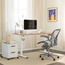 Electric Standing Desk, 55 X 24 Inches Height Adjustable Table, Ergonomic Home Office Furniture With Splice Board - Light Rusticbrown - View 1