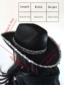 Mũ Fedora trang trí sequin - màu đen - Xem 7