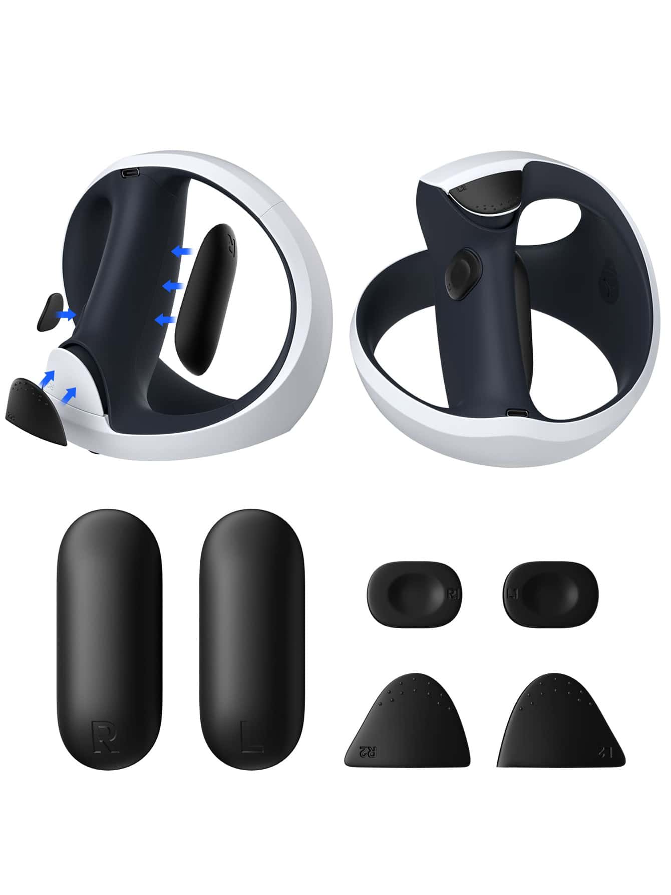 JSAUX 2Pack Anti-Slip Silicone Pad for PS VR2 Sense Controller, Accessories for Enhancing the Game Experience, No Tools No Glue Residue, Compatible with PSVR2 Controller LR/LR1/LR2 Buttons - màu đen - Xem 1