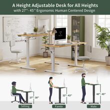 Electric Standing Desk, 55 X 24 Inches Height Adjustable Table, Ergonomic Home Office Furniture With Splice Board - Light Rusticbrown - View 5