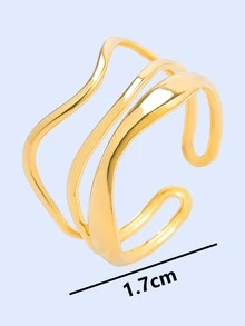 304不銹鋼極簡風格ins風格圓環,簡約風帶圓環帶可調開口,中性液壓圓筒圓環,DIY時尚配件 - 金黃色 - 查看 3