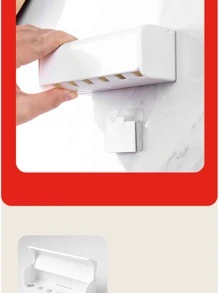 1入組無鑽，防塵牙刷架，粘膠式牙刷收納盒，可容納 6 支牙刷 - 白色 - 查看 7