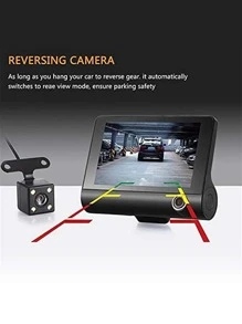 4英寸車前和後內側3通道充分高清1080P視頻車黑色盒 - 黑色 - 查看 4