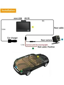 4英寸車前和後內側3通道充分高清1080P視頻車黑色盒 - 黑色 - 查看 6