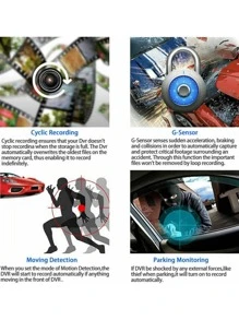 4英寸車前和後內側3通道充分高清1080P視頻車黑色盒 - 黑色 - 查看 8