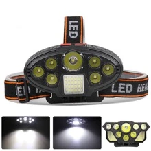 1入組便攜式 LED 頭燈可通過 USB 充電，超亮工作燈，有 4 種模式，戶外露營應急手電筒，釣魚，防水 - 白色 - 查看 3