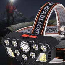 1入組便攜式 LED 頭燈可通過 USB 充電，超亮工作燈，有 4 種模式，戶外露營應急手電筒，釣魚，防水 - 白色 - 查看 2