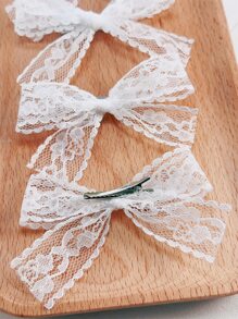 优雅蕾丝蝴蝶结发夹，4个装，蝴蝶结细节，情人节礼物，发爪夹，发卡，上学用品，大学，女士冬季装扮，蝴蝶结，可爱，发饰，头饰，发夹 - 白色 - 查看 7