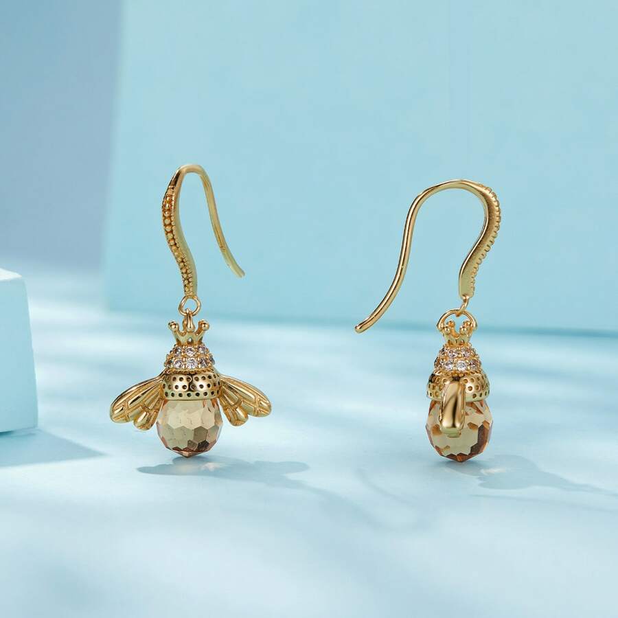 1入組925純銀可愛蜜蜂耳環適合女士生日別緻精細的首飾類禮品