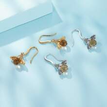 1入組925純銀可愛蜜蜂耳環適合女士生日別緻精細的首飾類禮品