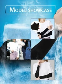 Tay áo chống nắng chống tia cực tím thể thao ngoài trời làm mát tay áo bảo vệ chống tia cực tím, tay áo giữ ấm bằng lụa băng mỏng cho nam và nữ, mùa hè, thích hợp cho đạp xe và đi xe máy - màu đen - Xem 5