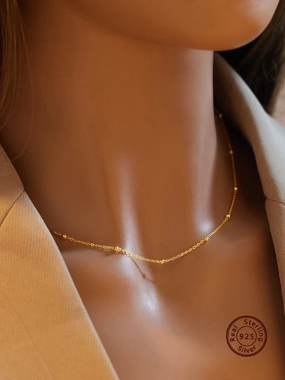 1pc 925 Silver Necklace Sterling Silver Minimalist Chain Necklace For Women For Daily Commute Fine Jewelry