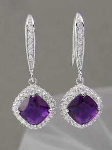 1 Đôi bông tai hình giọt nước đính đá Cubic Zirconia thanh lịch, phù hợp cho nữ giới, lý tưởng cho đám cưới, lễ đính hôn, kỷ niệm, tiệc tùng, Ngày Valentine và làm quà tặng Ngày của Mẹ. - Màu tím - Xem 3