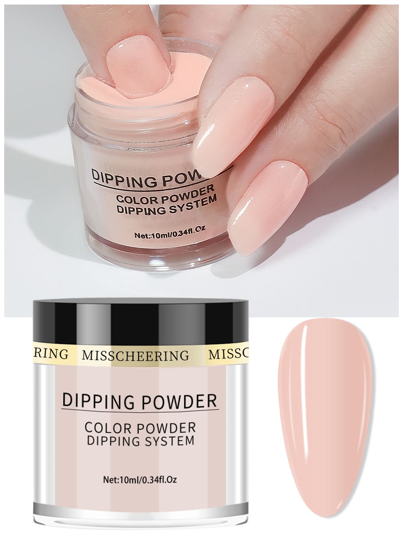 Misscheering 指甲藝術素色浸泡粉1入，水晶粉指甲飾品，精細粉指甲裝飾，適用於女性或女孩日常指甲藝術DIY造型 - 淺粉色 - 查看 1