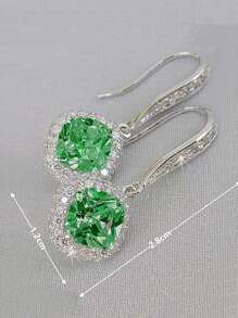一对优雅的立方氧化锆水滴耳环，适合女性佩戴，适用于婚礼、订婚、周年纪念、派对、情人节和其他场合。 - 綠色 - 查看 4