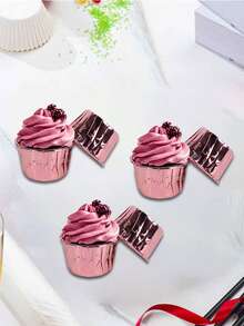 50pcs Rose Gold Muffin Cups For Birthday Party, Baking Cupcake Desserts - Rusty Rose - View 2