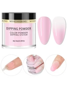 Misscheering 1入裝指甲藝術普通浸粉，水晶粉指甲飾品，細粉末指甲裝飾，適用於女性或少女的日常指甲藝術DIY造型 - 粉色 - 查看 3