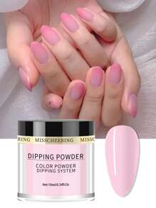 Misscheering 1入裝指甲藝術普通浸粉，水晶粉指甲飾品，細粉末指甲裝飾，適用於女性或少女的日常指甲藝術DIY造型 - 粉色 - 查看 2