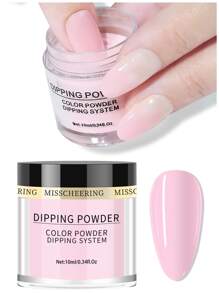 Misscheering 1入裝指甲藝術普通浸粉，水晶粉指甲飾品，細粉末指甲裝飾，適用於女性或少女的日常指甲藝術DIY造型 - 粉色 - 查看 1