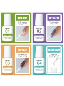 LIMEGIRL Bột Bộ dụng cụ móng tay , Tiếng Pháp Làm móng tay Acrylic Bột Hệ thống , Đèn đinh Cần thiết , Bao gồm Móng tay , Móng tay Đầu tiên , Cơ sở áo , , Áo áo Và Chải - Màu be - Xem 2