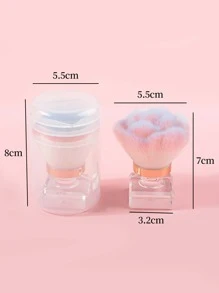 Cọ làm sạch bụi móng nghệ thuật 1 chiếc Cọ làm sạch móng hương liệu hình hoa hồng màu hồng với đế pha lê Acrylic, cọ làm sạch hộp viền vàng trong suốt cho móng tay - Hồng - Xem 6