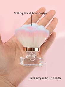 Cọ làm sạch bụi móng nghệ thuật 1 chiếc Cọ làm sạch móng hương liệu hình hoa hồng màu hồng với đế pha lê Acrylic, cọ làm sạch hộp viền vàng trong suốt cho móng tay - Hồng - Xem 4