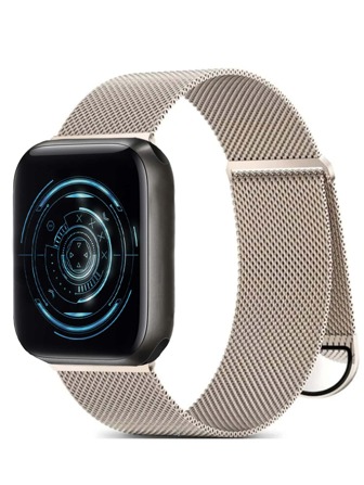 1個時尚商務風格的米蘭尼斯環帶,內層帶有矽膠,外層為不銹鋼材質,有多種尺寸可選,適用於系列ultra 8 7 6 5 4 3 2 1 Se,通用智能手錶配件