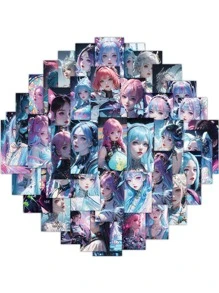 60pcs/set Punk Style Girl Stickers - Multicolor - View 4