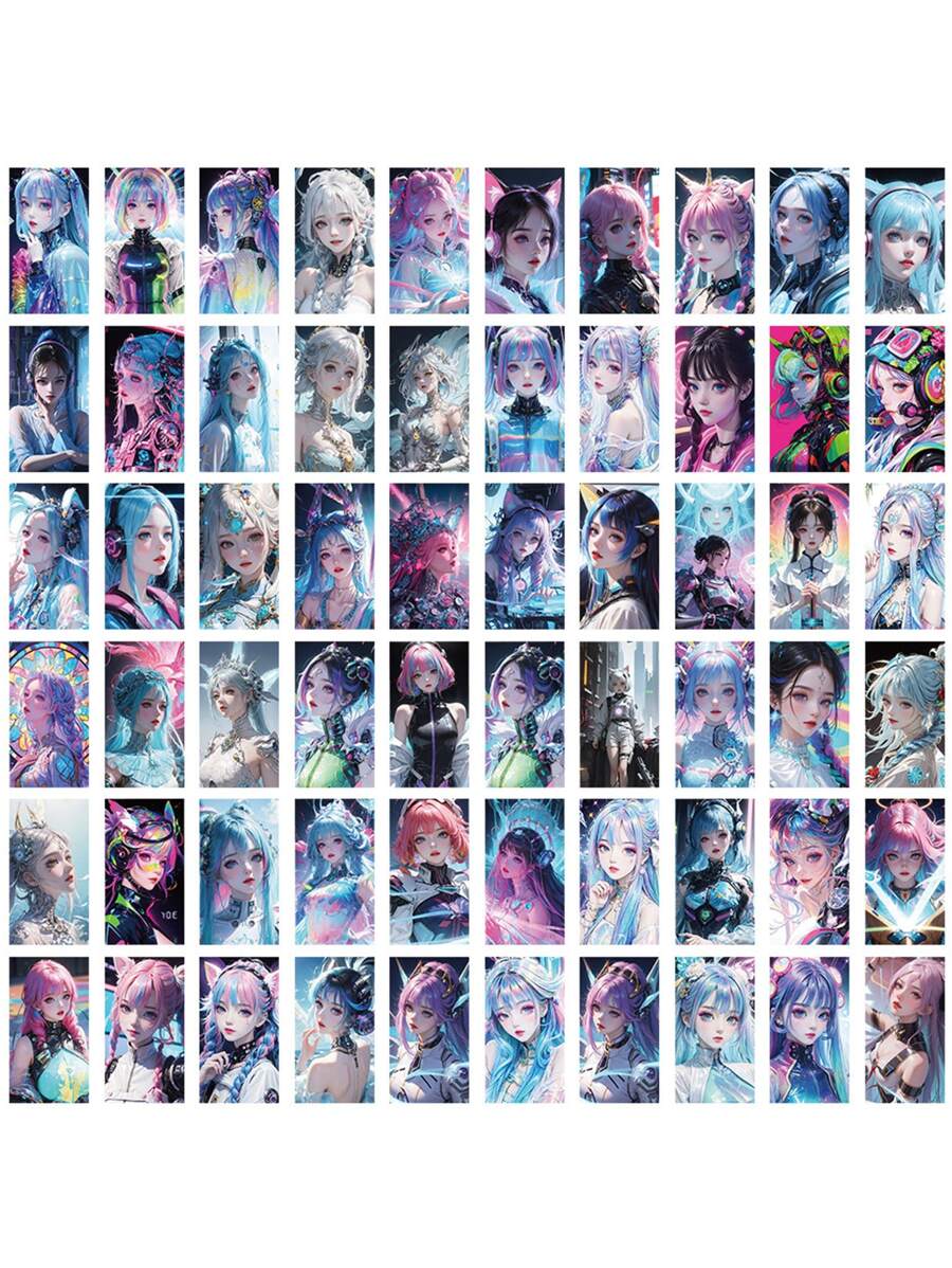 60pcs/set Punk Style Girl Stickers - Multicolor - View 1
