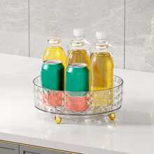1 pieza 360 grados giratorio condimento Estante con Aceite , sal , salsa , almacenamiento , cocina Organizador - transparente - Ver 6