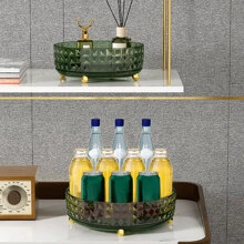1 pieza 360 grados giratorio condimento Estante con Aceite , sal , salsa , almacenamiento , cocina Organizador - transparente - Ver 3