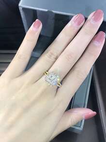 1 chiếc nhẫn đá Cubic Zirconia thời trang, quà tặng đám cưới, đính hôn, ngày Valentine cho nữ. - Vàng - Xem 6