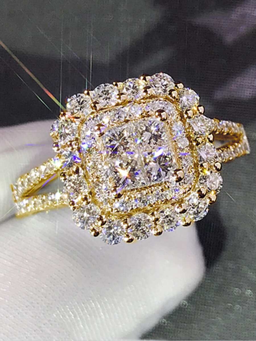 1 chiếc nhẫn đá Cubic Zirconia thời trang, quà tặng đám cưới, đính hôn, ngày Valentine cho nữ.