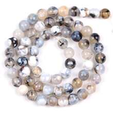 1 Sợi Tự nhiên Màu xám Ngọn lửa Mã não Hạt đá Tròn Lỏng lẻo Spacer Hạt Đối với Làm đồ trang sức 6/8/10mm DIY Vòng tay Thủ công - Xám - Xem 6