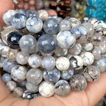 1 Sợi Tự nhiên Màu xám Ngọn lửa Mã não Hạt đá Tròn Lỏng lẻo Spacer Hạt Đối với Làm đồ trang sức 6/8/10mm DIY Vòng tay Thủ công - Xám - Xem 2