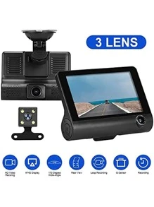 4英寸車前和後內側3通道充分高清1080P視頻車黑色盒 - 黑色 - 查看 1