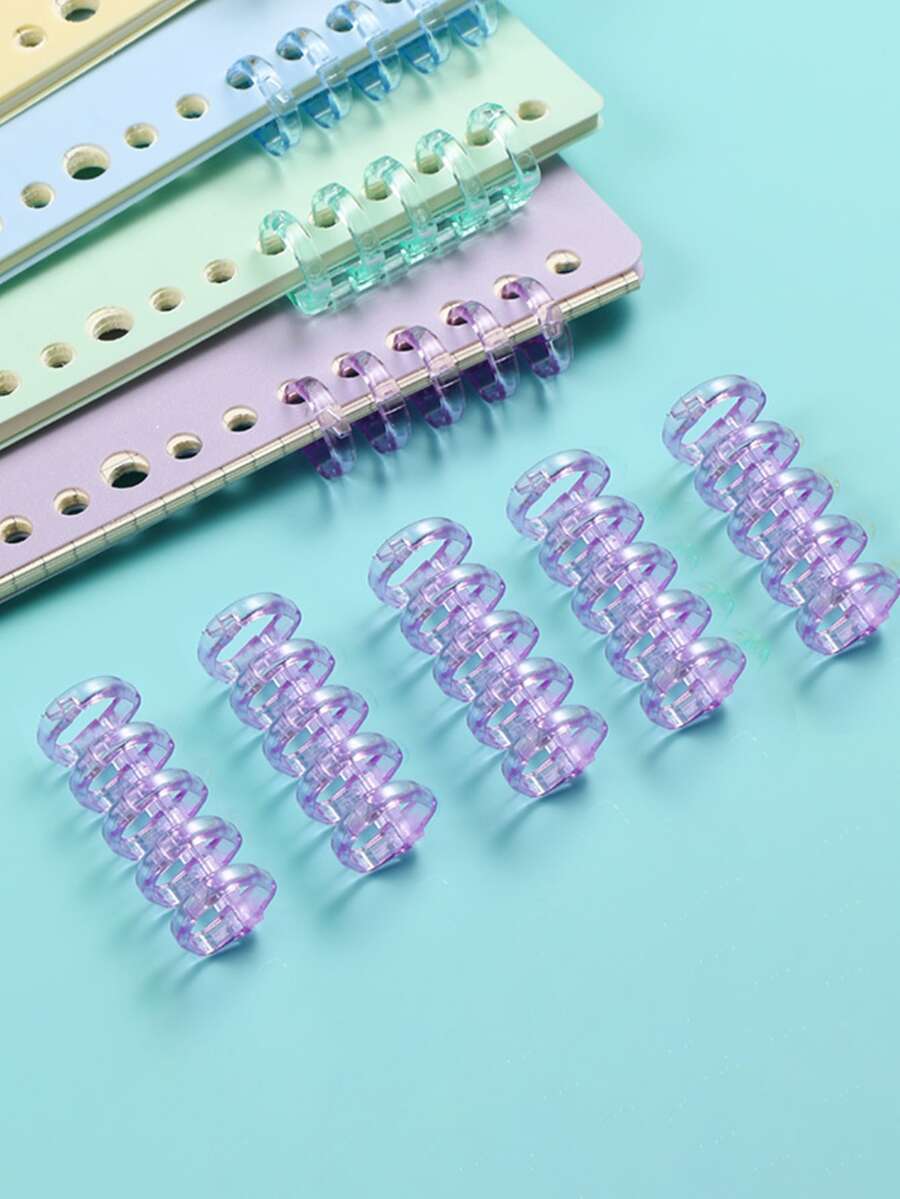 1pc 5-ring Loose-leaf Binder Keyring Spiral Binding Bar With Plastic Coating For Diy Notebook, File Folder, Paper Clasp - Purple - View 1