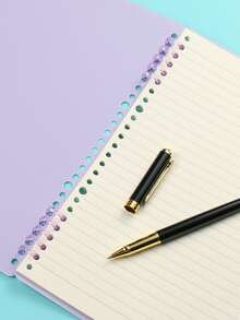 1pc 5-ring Loose-leaf Binder Keyring Spiral Binding Bar With Plastic Coating For Diy Notebook, File Folder, Paper Clasp - Purple - View 3