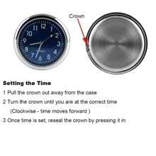 1 reloj decorativo para coche, color azul real, brilla en la oscuridad, mini reloj analógico de cuarzo adhesivo para salpicadero de coche, exclusivo para coche de alta gama, accesorios para interior de automóvil