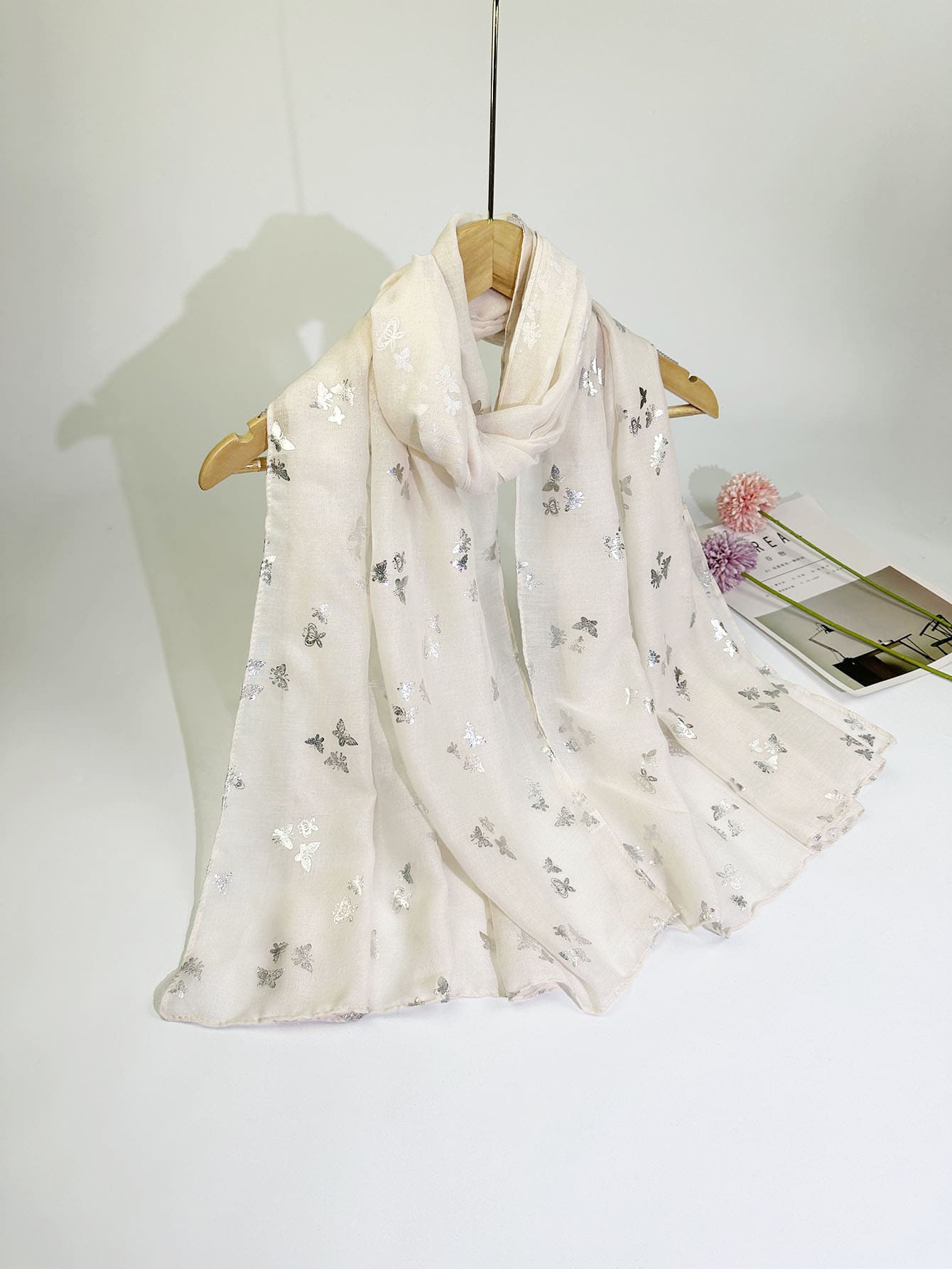 1pc Ladies' Metallic Silver Scarf - Multicolor - View 1