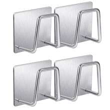 4入組不銹鋼海綿瀝水架不附帶鑽孔適用於廚房水槽,海綿,洗滌器,鍋蓋收納,掛壁式架子 - 銀色 - 查看 1