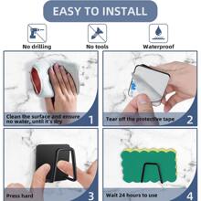 4入組不銹鋼海綿瀝水架不附帶鑽孔適用於廚房水槽,海綿,洗滌器,鍋蓋收納,掛壁式架子 - 銀色 - 查看 9