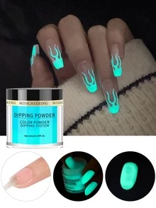 1 盒发光浸粉指甲装饰 - 水鴨藍 - 查看 2