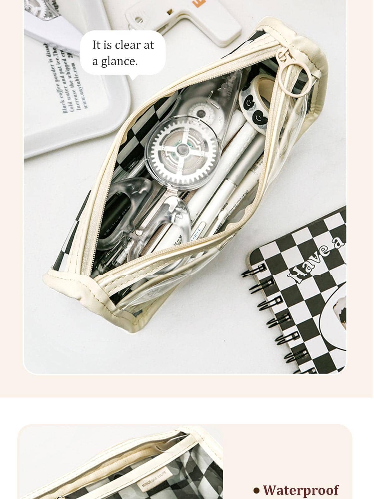 Checkered Pattern Pencil Case SHEIN USA