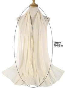 1pc Ladies' Minimalist Style Silk-like Scarf In Beige Color (chiffon Scarf May Have Color Deviation) - Beige - View 6