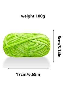 1入組100克雪尼爾纱线6mm厚勾織,絲絨纱线適用於針織圍巾,套頭毛衣,帽和鞋 - 綠色 - 查看 2
